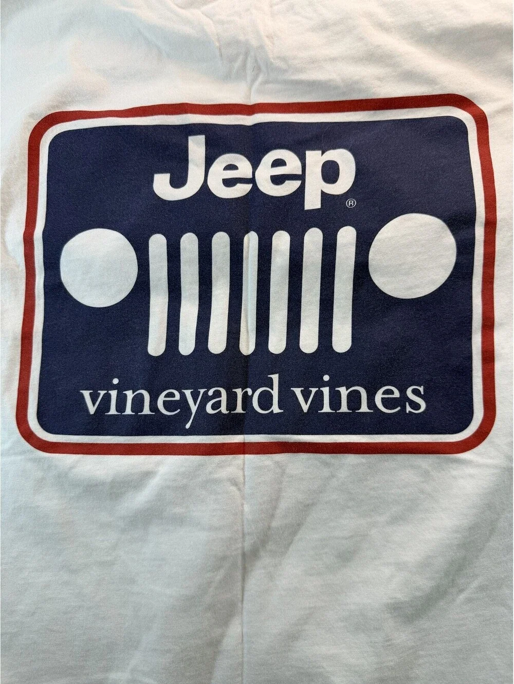 Vineyard Vines x Jeep Mens M Pocket Tee White Navy Grille Graphic Short Sleeve